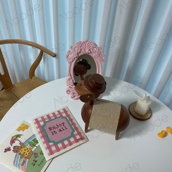 Wooden Dachshund Roll Paper Tissue Holder