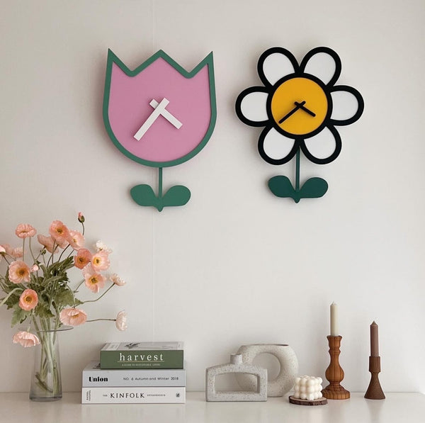 Tulip & Daisy Silent Wall Clock